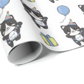 Geburtstagskatze Niedlich für Kinder Geburtstagspa Geschenkpapier (Rolleneckpunkt)