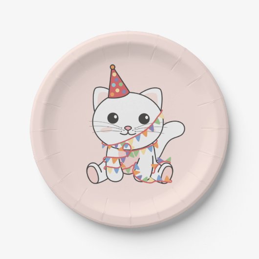 Geburtstagskatze Niedlich für Kinder Geburtstagspa Pappteller (Vorderseite)