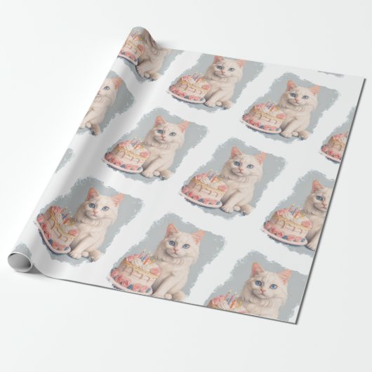 Geburtstagskatze niedlich geschenkpapier (Ungerollt)
