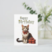 Geburtstagskatze Postkarte (Stehend Vorderseite)