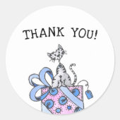 Geburtstagskatze Vielen Dank Runder Aufkleber (Vorderseite)