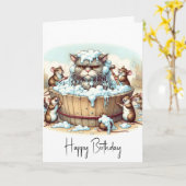 Geburtstagskatze zum Baden Karte (Gelbe Blume)