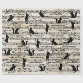 Geburtstagskatzen auf Blatt Musik Geschenkpapier (Flach)