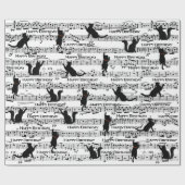 Geburtstagskatzen auf Blatt Musik Geschenkpapier (Flach)