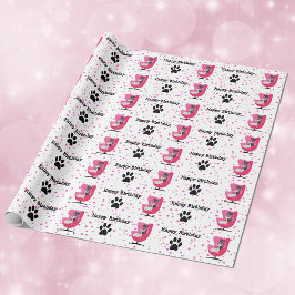 Geburtstagskatzen im Mittelalter Rosa Stuhl Dot Pa Geschenkpapier