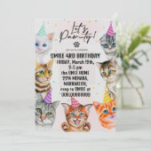 Geburtstagskatzen Mädchen Katzen niedlich Einladung (Stehend Vorderseite)