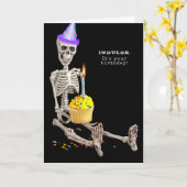 Geburtstagskelett mit Kuchen Karte (Gelbe Blume)
