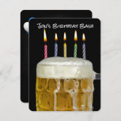 Geburtstagskerze im Bier Einladung (Vorne/Hinten)