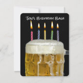 Geburtstagskerze im Bier Einladung (Vorderseite)