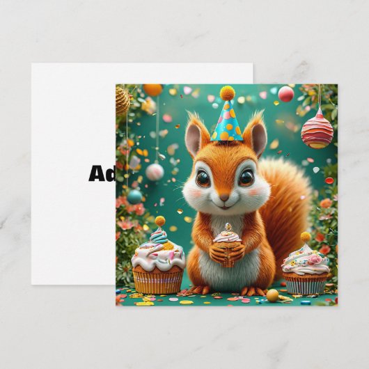 Geburtstagskichhörnchen Einladung (Vorne/Hinten)
