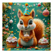 Geburtstagskichhörnchen Poster (Vorderseite)