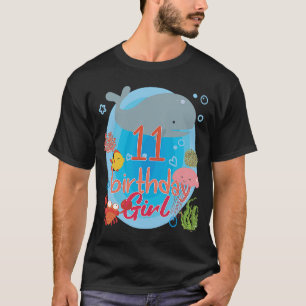 Geburtstagskind 11 Jahre Alte Meerestiere Familien T-Shirt