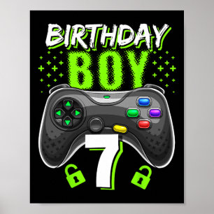Geburtstagskind 7 Video Game Controller Gamer 7th Poster