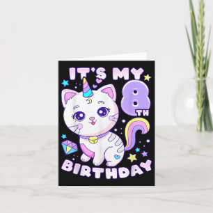 Geburtstagskind 8 Jahre alt, Katze, Einhorn, 8. Ge Karte