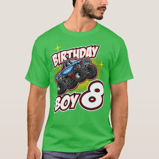 Geburtstagskind 8 Monster Truck Jumping 8. T-Shirt