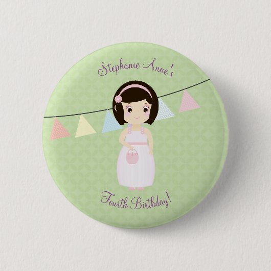 Geburtstagskind am Geschenktisch Button (Vorderseite)
