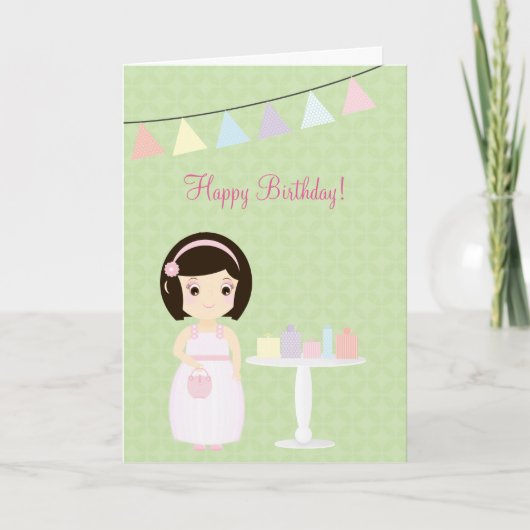 Geburtstagskind am Geschenktisch Karte (Vorderseite)