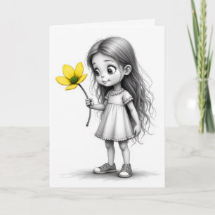 Geburtstagskind Chibi mit gelber Blume Karte