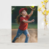 Geburtstagskind fängt eine Softball Karte (Gelbe Blume)