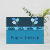 Geburtstagskind in blauer Einladung (Stehend Vorderseite)