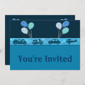 Geburtstagskind in blauer Einladung (Vorne/Hinten)