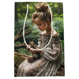 Geburtstagskind mit Eichhörnchen im Wald Mittlere Geschenktüte