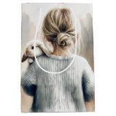 Geburtstagskind mit Hasen Mittlere Geschenktüte (Vorderseite)