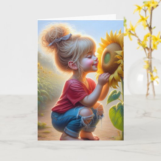 Geburtstagskind mit Sonnenblume Karte (Gelbe Blume)