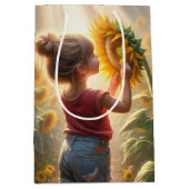 Geburtstagskind mit Sonnenblume Mittlere Geschenktüte (Vorderseite)