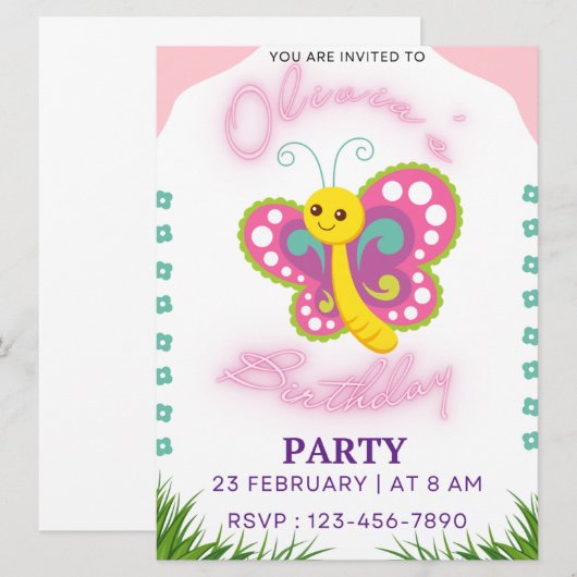 Geburtstagskinder Einladung (Vorne/Hinten)