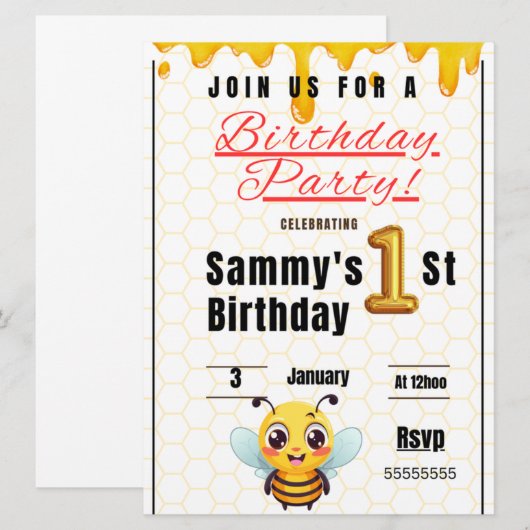 Geburtstagskinder Einladung (Vorne/Hinten)