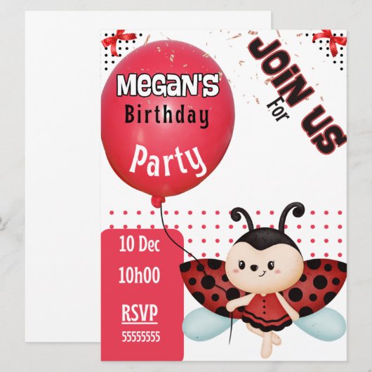 Geburtstagskinder Einladung (Vorne/Hinten)