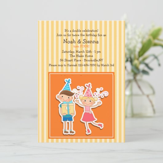 Geburtstagskinder Einladung (Stehend Vorderseite)