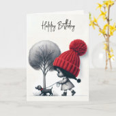 Geburtstagskinder gehen ihrem Hund Karte (Gelbe Blume)