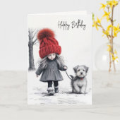 Geburtstagskinder gehen ihrem Hund Karte (Gelbe Blume)