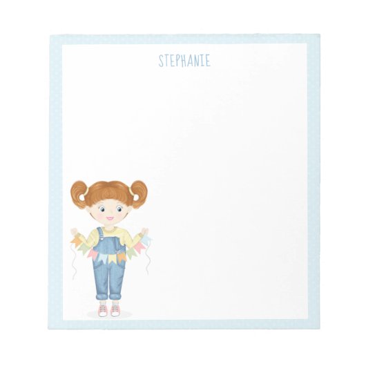 Geburtstagskinder in Overalls, Redhead Notepad Notizblock (Vorderseite)