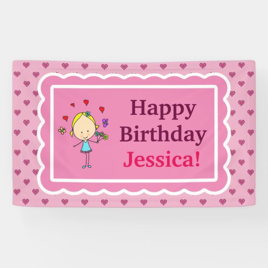 Geburtstagskinder, Liebe Herz, Blume, Schmetterlin Banner (Horizontal)