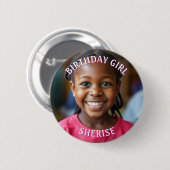 Geburtstagskinder Personalisiertes Foto und Name Button (Vorne & Hinten)