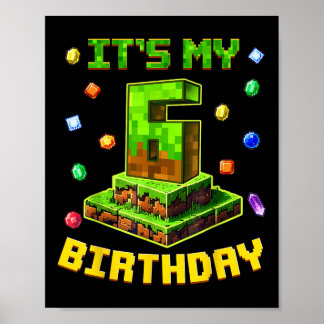 Geburtstagskinder sein 6. Geburtstag Pixel Party 6 Poster