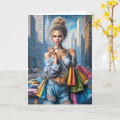 Geburtstagskindergeschäft in der großen Stadt Karte (Gelbe Blume)