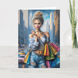 Geburtstagskindergeschäft in der großen Stadt Karte