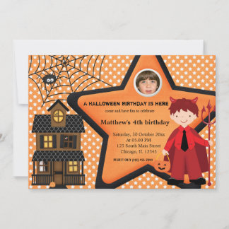 GeburtstagskKostüm Halloween (Orange) Einladung
