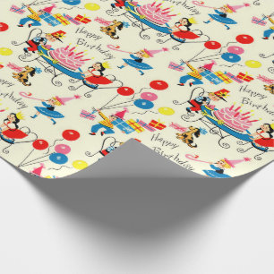 Geburtstagskleidpapier der 1950er Jahre - glücklic Geschenkpapier