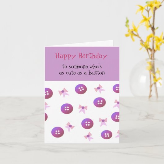 Geburtstagsknöpfe und -bögen karte (Gelbe Blume)