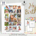 Geburtstagskollage 22 Bilder jedes Alters Karte<br><div class="desc">Feiern Sie mit BIG-Erinnerungen einen BIG-Geburtstag für jeden Jahrtag auf einer BIG-Foto-Collage Grußkarte! Personalisieren Sie mit 22 Fotos (21 auf der Vorderseite und 1 auf der Innenseite) und Ihrem eigenen Text für Grüße und Wünsche, da alle Texte von vorne bis hinten editierbar sind. FOTO-TIPS: Wählen Sie Fotos mit dem Thema...</div>