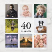 Geburtstagskollage des Fotos Weinetikett (Einzelnes Label)