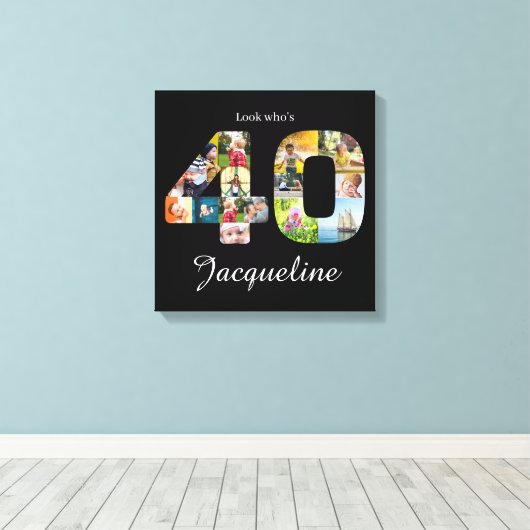 Geburtstagskollage Leinwanddruck (Insitu (Holzboden))