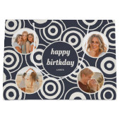 Geburtstagskollage Retro Circles Dunkelgrau Große Geschenktüte (Vorderseite)