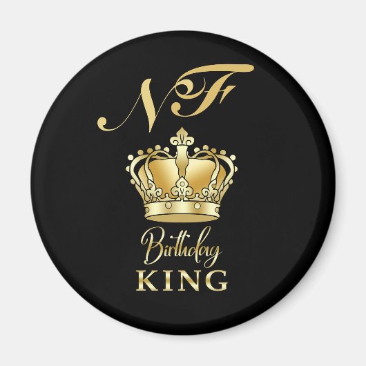 Geburtstagskönig Goldkrone Royal Monogram Luxus Magnet (Vorne)