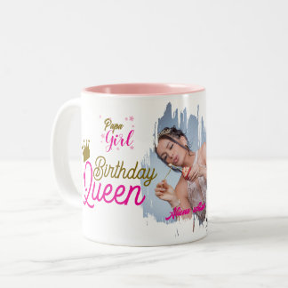 Geburtstagskönigin Benutzerdefiniertes Foto-Text-D Zweifarbige Tasse